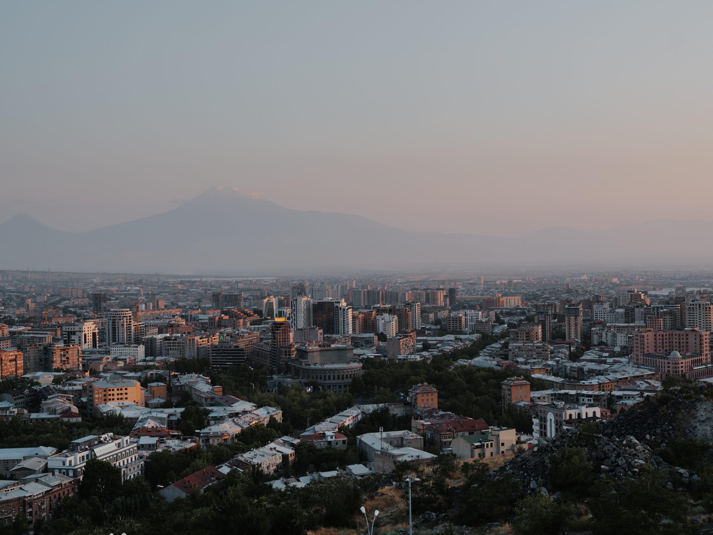 Aerial view of Yerevan from Victory Park highlighting city landscape